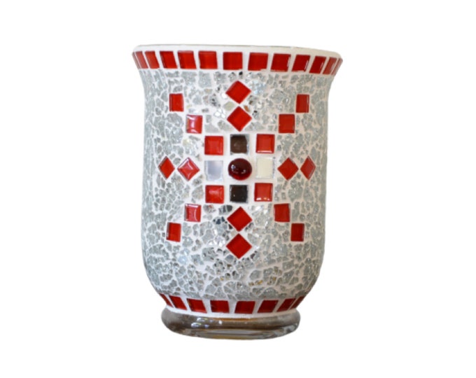 Lantern star red mirror 15 cm high - handmade candle holder tealight holder Utensilo