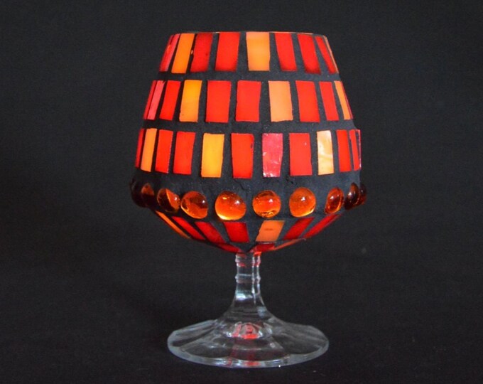 Lantern red orange 12 cm high - Tealight holder Candle holder From old to new Upcycling Utensilo Vase