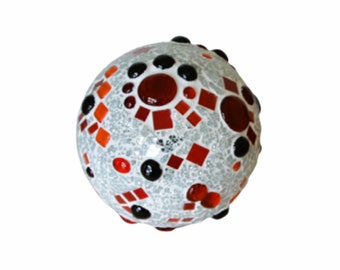 Mosaic Rose Ball Confusion red black mirror 15 cm - handmade decorative ball Mosaic ball Garden ball