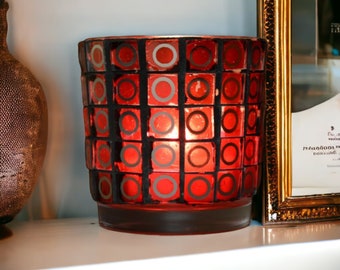 Mosaic lantern red silver 7 cm high circles - tealight holder utensil