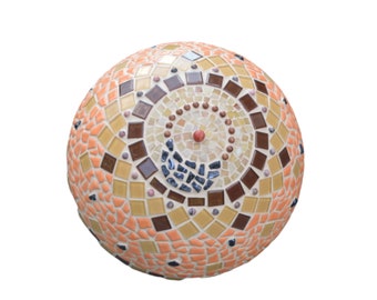 Decorative hemisphere beige brown orange 31 cm single piece - unique - mosaic ball garden ball