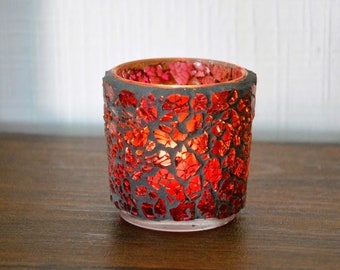 Lantern red black 7 cm high - handmade - candle holder tealight holder Utensilo,
