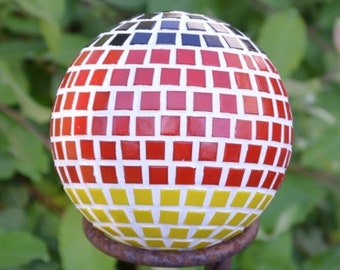 Mosaik Rosenkugel Meisterschaft schwarz rot gold 12 cm Gartenkugel Dekokugel