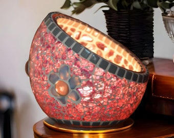 Mosaic lantern pink grey handmade - single piece tealight holder candle holder unique Utensilo