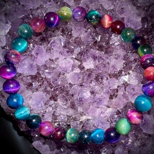 Galaxy Tigerauge Perlen Armband. 6 mm, 6.25 ”Länge.