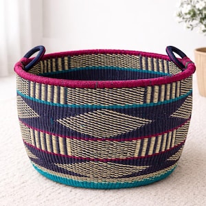MamaZuriStyle sustainable Basket: African Woven Floor Basket, Storage Laundry