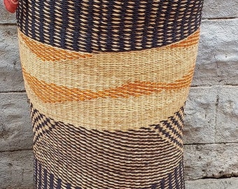 handwoven extra large basket  / traditional baskets with lids/ multi color Laundry Baskets / tall baskets  storage/42 “L