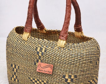 Bolga Natural decor basket | African woven Basket | Oval woven basket | ghana bag basket | unique women gift  | sustainable basket