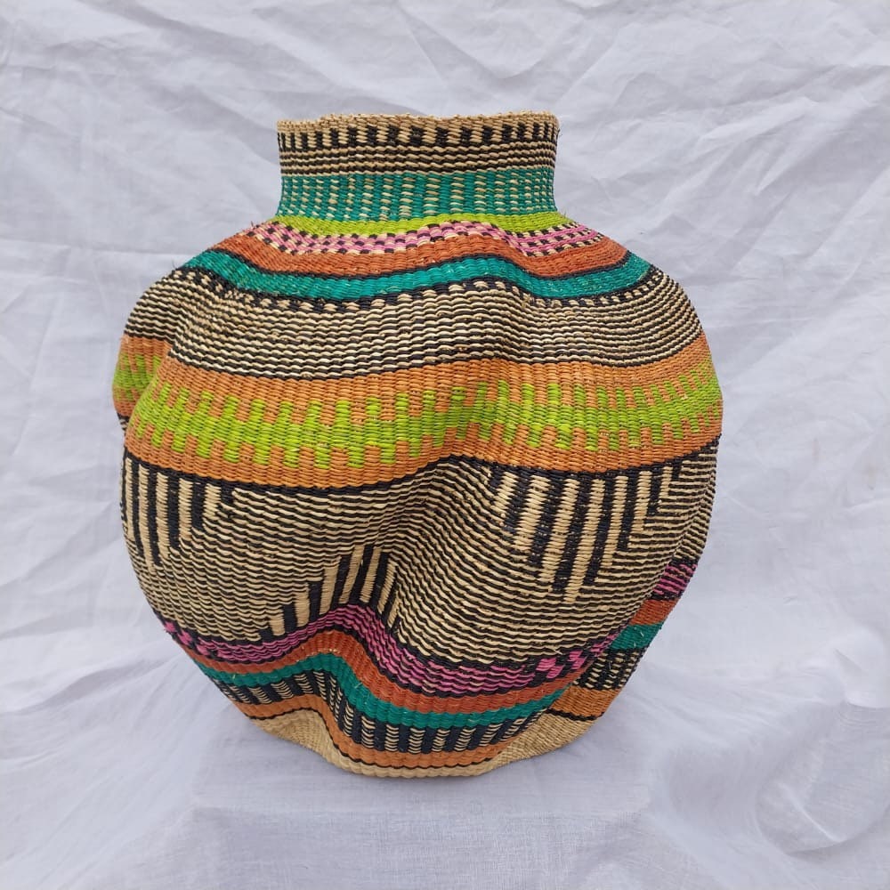 Woven Pot Basket / Ghana Woven Basket / African Woven Storage/ Etsy