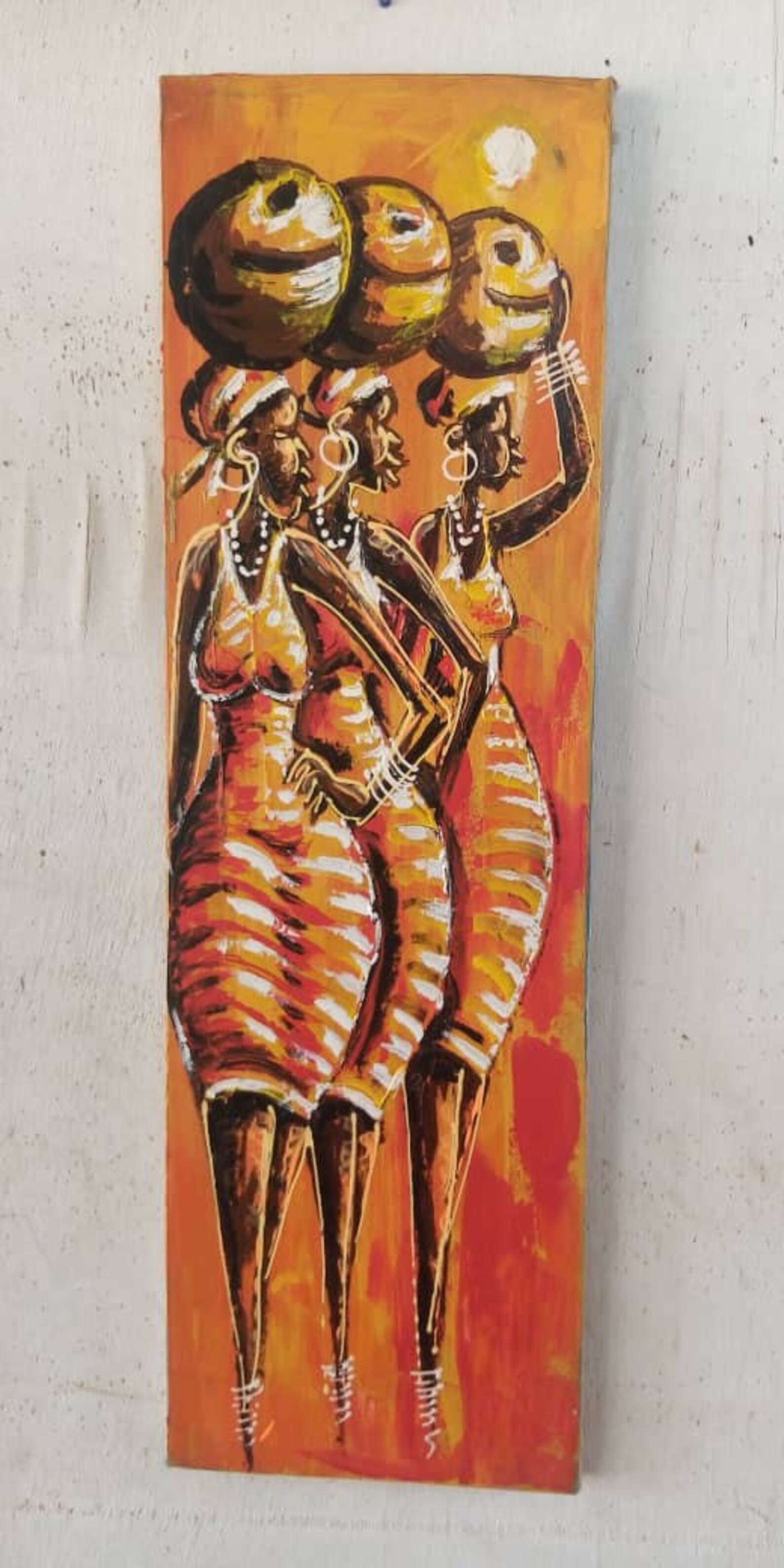 Africa art painting/ acrylic African art/ shaped women art / Etsy