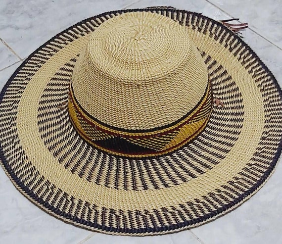 Ghana Straw Hat/large Straw Brim Hat/ Hat Woven/ Beach Woven - Etsy