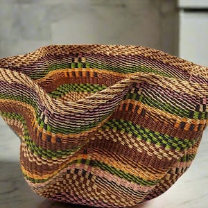 Handwoven storage Bolga Basket in the USA- woven home decor african style