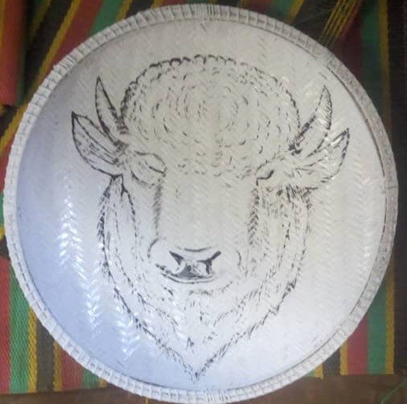 white basket painted wicker basket 1 large ungo basket Bowl Woven Bowl African baskets Wall basket bohemian home Home Decor