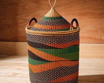 Eco friendly handwoven hamper , sustainable woven hamper basket