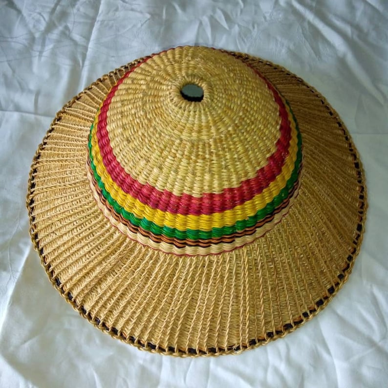 Rasta color straw hat /African woven straw hat/ Ghana woven Etsy