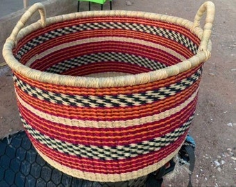 Bolga Natural laundry basket | African woven Basket | Round woven basket | Storage basket | Best Laundry  Basket | Laundry basket 23” W 15”
