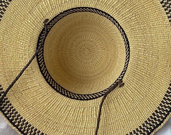 Handmade Ghana Straw Sun Hat: Woven Beach Hat, Wall Decor Authentic Natural African Handwoven Beach Summer Sun Hat  main image 3