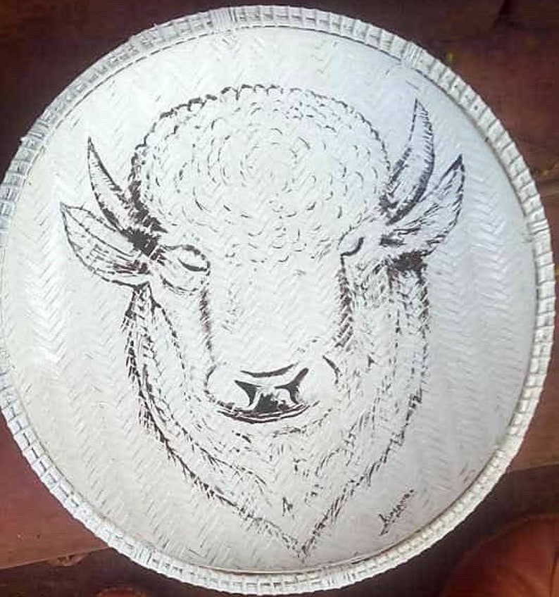 white basket painted wicker basket 1 large ungo basket Bowl Woven Bowl African baskets Wall basket bohemian home Home Decor