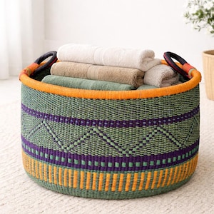 MamaZuriStyle eco friendly Basket: African Woven Floor Basket, Storage Laundry