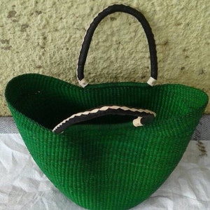 Market Basket , Fan ,Market U-shopper, Shopping Basket, Sustainable Basket, African Bolga Basket, Picnic Basket, beach u shopper/ woven bag