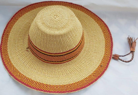 African Straw Hats for Both Men and Women Large African Hat Woven Ghana Hat  / Handmade Hat / Garden Hat / Trendy Hat Style 