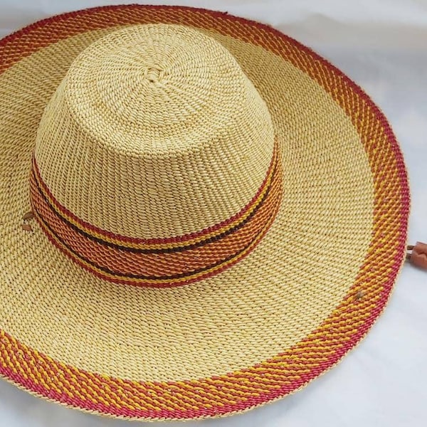 Chapeaux de paille africains pour hommes et femmes grand chapeau africain | chapeau ghanéen tissé / chapeau fait main / chapeau de jardin / style de chapeau tendance