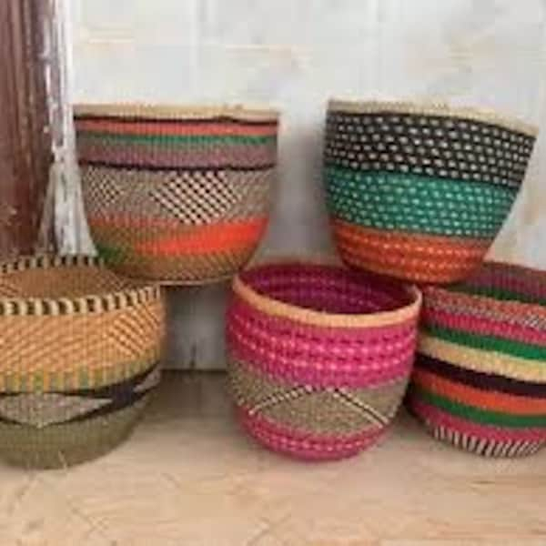 Gift for garden woman |best selling Floor Basket | Large Plant Pot Basket | Hamper | African Woven Bolga Basket | Woven Basket  | XL Storage