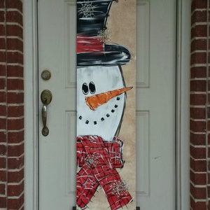 Snowman Canvas Door Decoration Door Hanger Winter Snowman