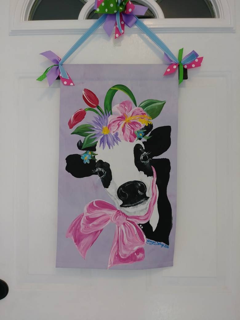 decorative over the door hangers on Cow Decoration Spring Dairy Cow Door Hanger Garden Flag Door Etsy