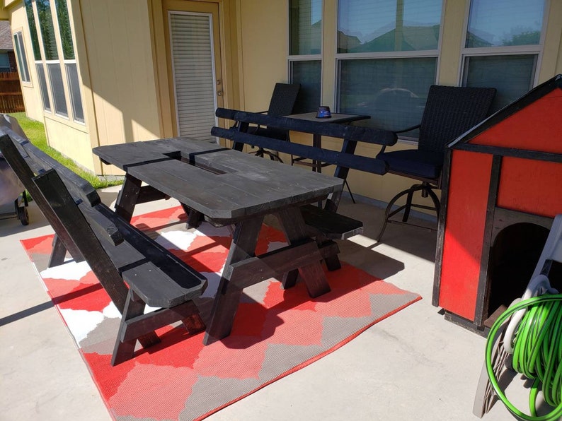 7ft Picnic table with Wine chiller Etsy