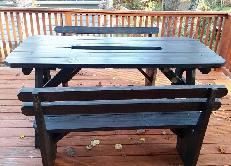 7ft Picnic table with Wine chiller Etsy