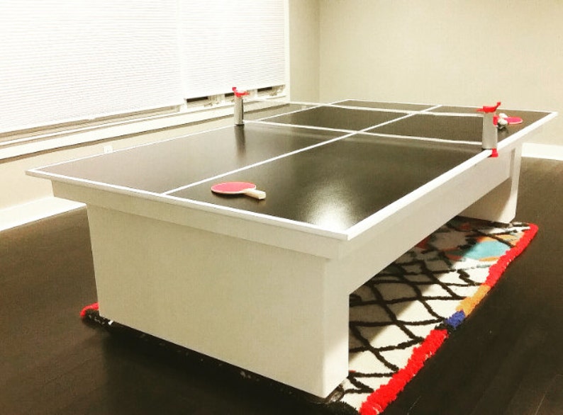 Custom Ping pong table Tennis Game white finish with Black Etsy