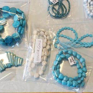 Bulk Lot Magnesite and Howlite Beads: Nuggets, Coins, Chips, Rounds