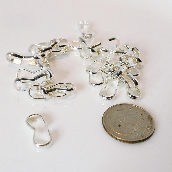 Silver Double Crimps, Connectors, Fold Over Crimps, 13x6mm, 120 pieces, Jewelry Supplies