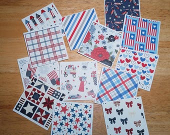 USA Mini 3"x3" Envelopes: Set of 10 Handmade, Americas Birthday