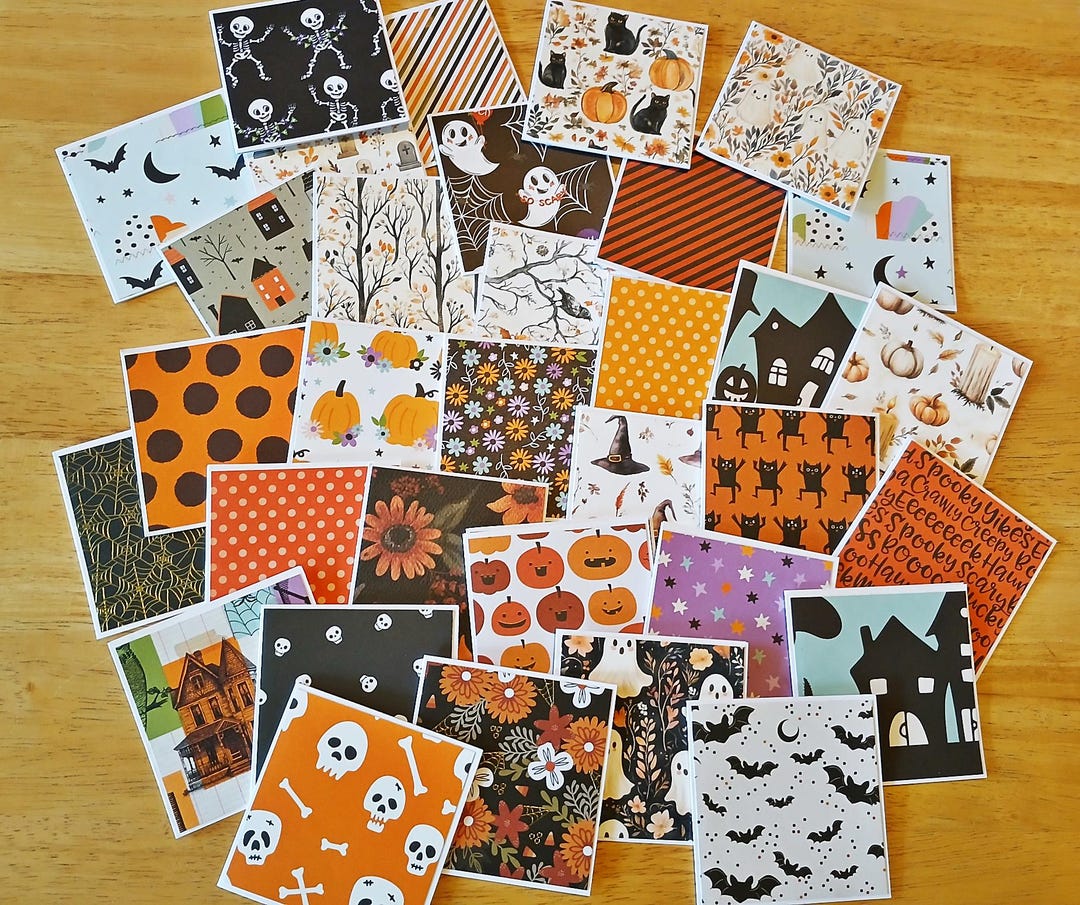 Mini Halloween Note Cards: 3x3" Set of 10, Handmade - Etsy