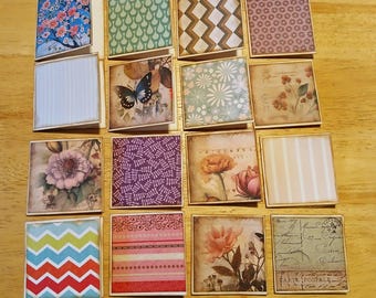 Mini Inked Handmade Note Cards: Assorted Blank 3x3" Set of 10,