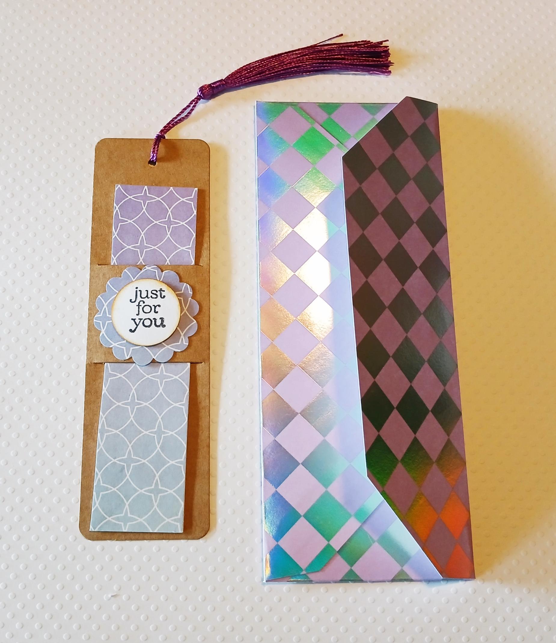 Round Bookmark Ribbon Round Purple Geometric Design Bookmark / 5 X 1 1/4