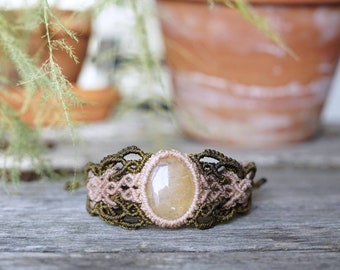 Bohemian Macramé Bracelet with a Rose quartz  gemstone