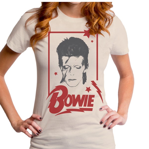 BOWIE - Aladdin Frame - Junior's T-Shirt (BWE0105-102CRM) Bowie, david, ziggy stardust, reflect, vision, golden years, lets dance, 1970s