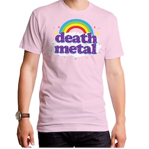 Death Metal Rainbow Unisex T-Shirt GT2999-101LPK Rainbow, death metal, heavy metal, sarcastic, funny, trending, humor, pink image 3