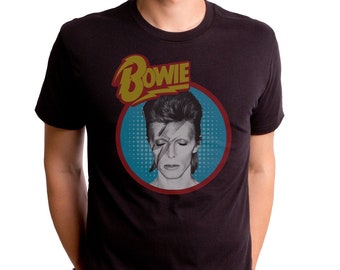 BOWIE - Dull Aladdin Blue - Unisex T-Shirt (BWE0207-501BLK) Ziggy stardust, reflect, vision, 1980s, lets dance, english singer, 70s music