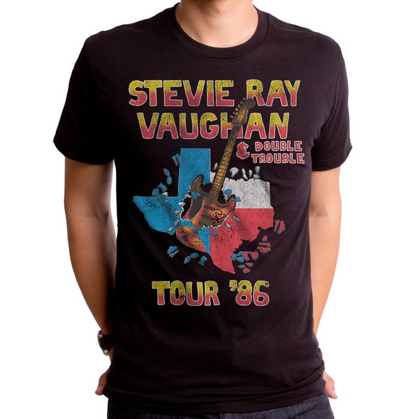 STEVIE RAY VAUGHAN - Tour 86 - Unisex T-Shirt (SRV0023-501BLK) American musician, music, concert, guitar player, the best, 1980s, Texas