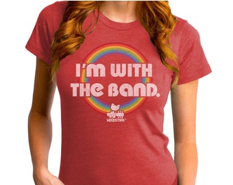 WOODSTOCK - I'm With the Band - Juniors T-Shirt (WOO0060-352HRD) Summer, concert, woodstock festival, groupie, vintage fashion, music