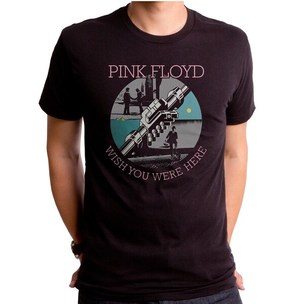 PINK FLOYD - Here Label - Unisex T-Shirt (PNK0253-501BLK) Concert, wish you were here, 1970s music, english rock, dark side of the moon