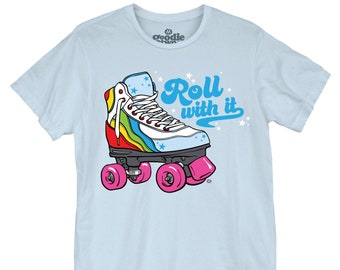 Roll With It - Unisex T-Shirt (WTE1101U1004) skating, funny, skate tee, roll, trendy, nerd humor, good times, feeling good, rainbows