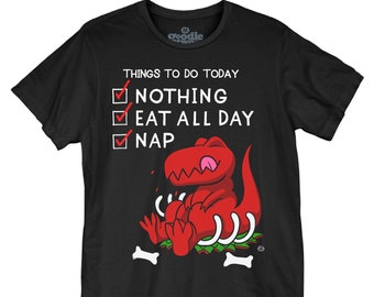 Do Nothing - Unisex T-Shirt (GT11759U1003) red dino, funny, big red, humor, trending, to do list, life, lazy dino, lifestyle, I love naps