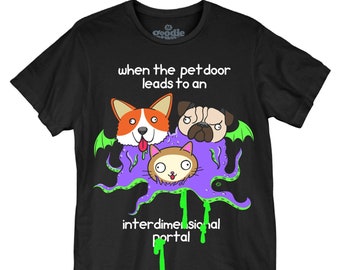 Multidimensional Pets - Unisex T-Shirt (GT11762U1003) trending, humor, funny, pugs, game, I love animals, pets, fun, corgi