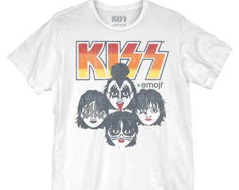 KISS X EMOJI - Vintage Classic - Unisex T-Shirt (KSE0014M1004) rock band, made for lovin you, detroit rock city, gene simmons, rock n roll