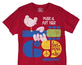 WOODSTOCK - Americana Music & Art Fair - Unisex T-Shirt (WOO0148M1004) Groovy, hippies, white lake, peace, love, 1960s, NY festival, concert